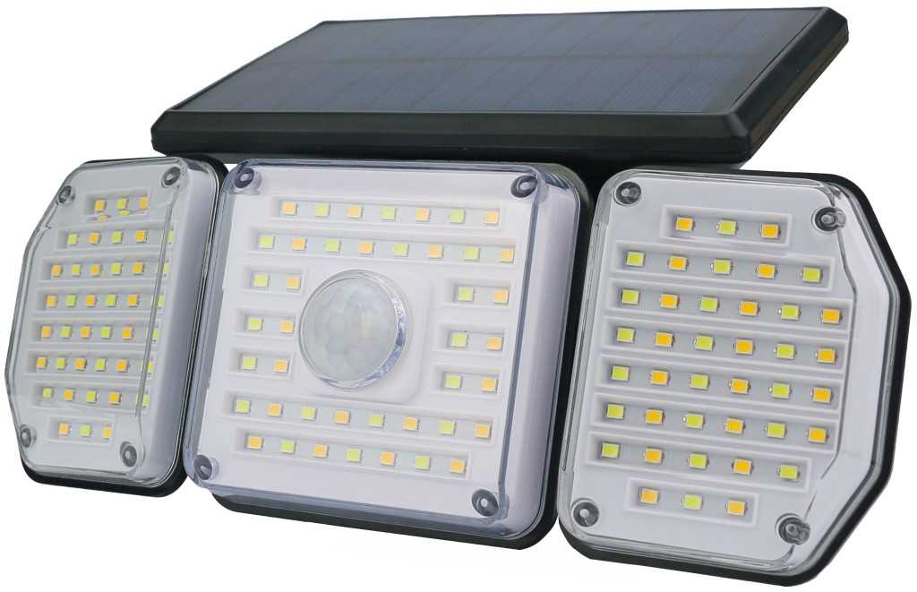 Entac Napelemes Műanyag Fali lámpa 2.3W SMD 3 fej mozgásérzékelővel +